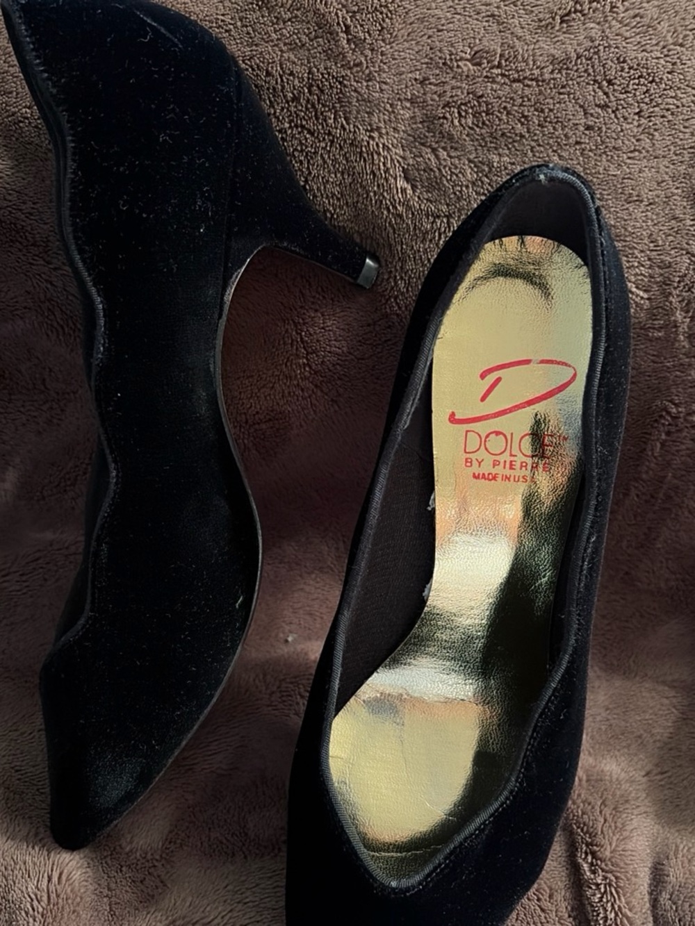 Dolce Vita Black Velvet Mid Kitten Heel Pumps